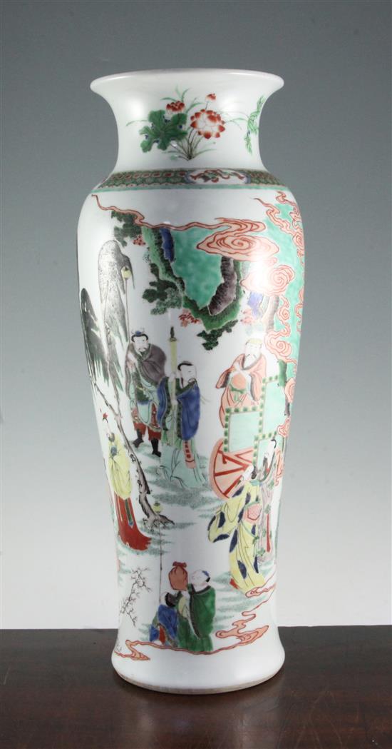 A tall Chinese famille verte baluster vase, in Kangxi style, 59.5cm